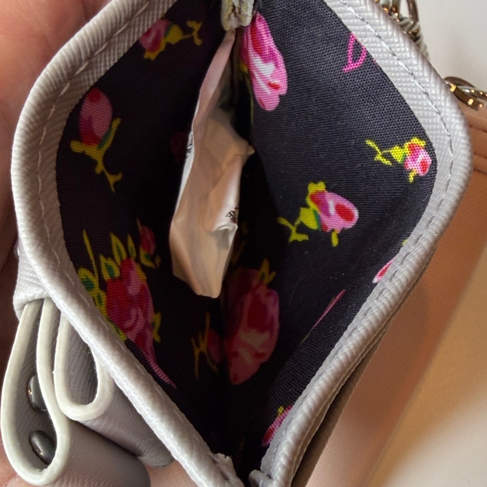 Betsey Johnson Faux Leather Pink Sparkle Bow Clutch and Cardholder Set - Picture 6 of 9